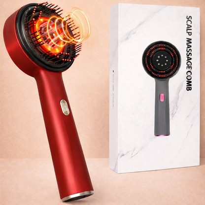 Scalp Spa Electric LED Massager Comb red version with product packaging
