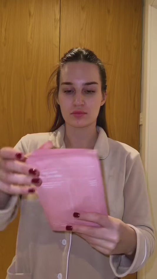 Demonstration of Bio-Collagen hydrating face mask application with hyaluronic acid and niacinamide