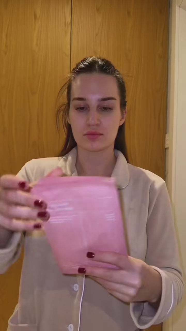 Demonstration of Bio-Collagen hydrating face mask application with hyaluronic acid and niacinamide